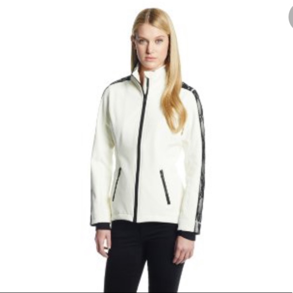 Andrew Marc Performance Ivory Zip Jacket with Lace